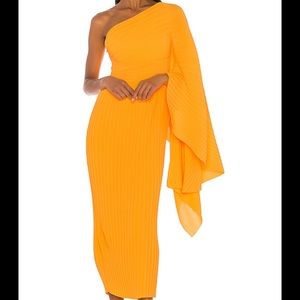 Solace London Lila Midi Dress Neon Orange